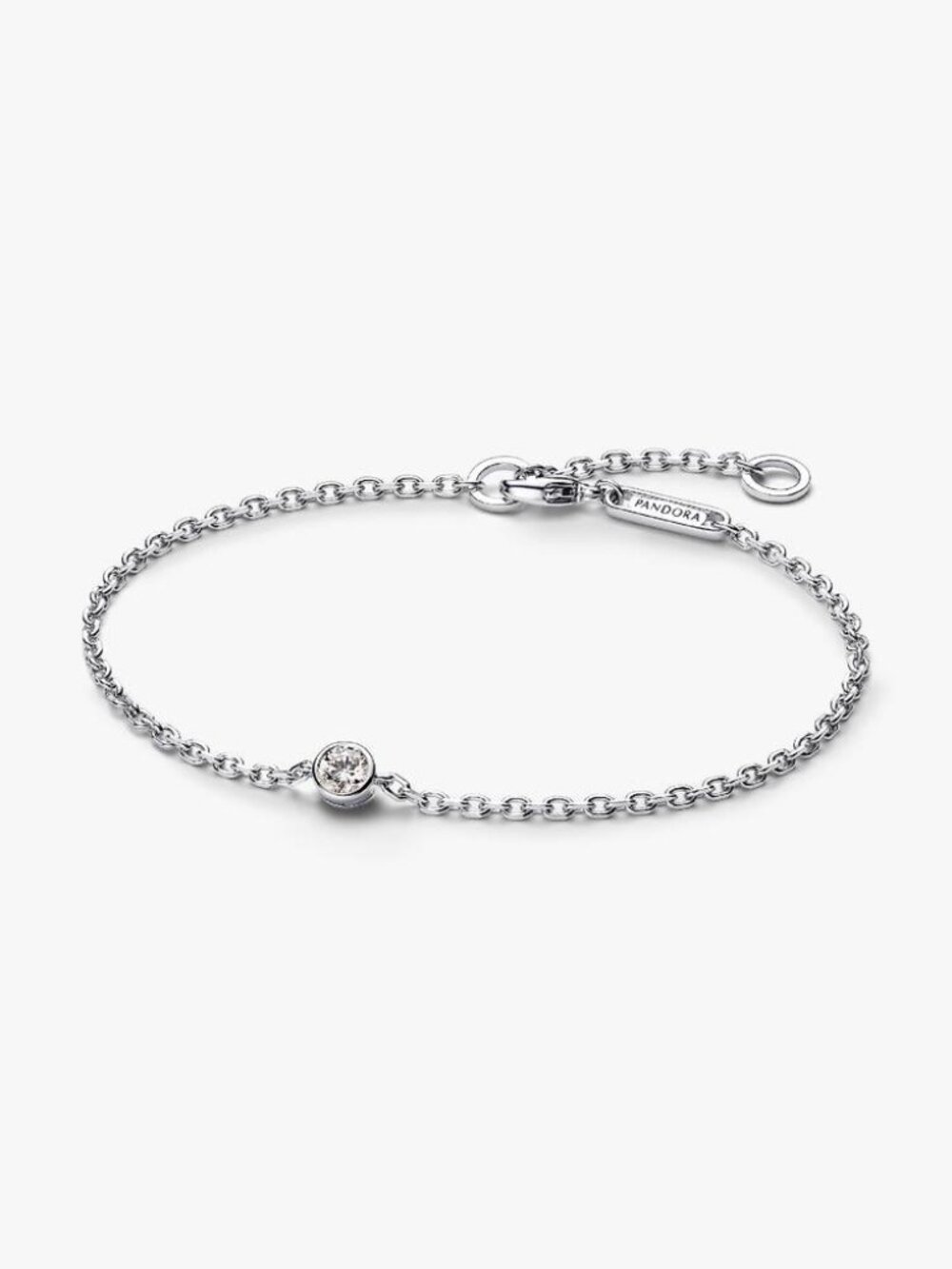 Pandora Era Bezel Sterling Silver Lab-grown Diamond Chain Bracelet